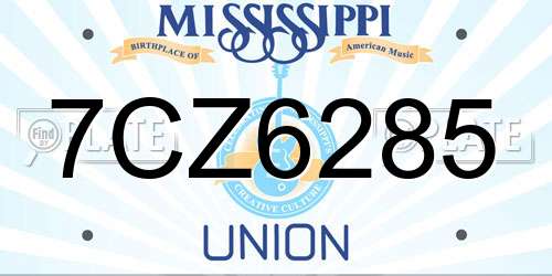 7CZ6285 Mississippi License Plate