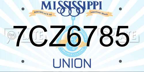 7CZ6785 Mississippi License Plate