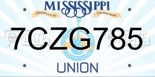 7CZG785 Mississippi License Plate