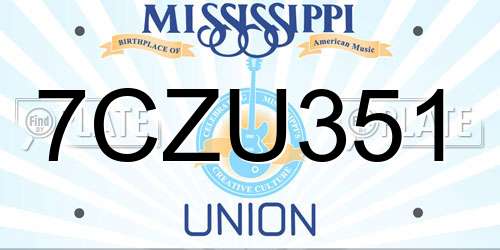 7CZU351 Mississippi License Plate