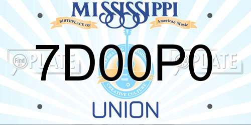 7D00P0 Mississippi License Plate