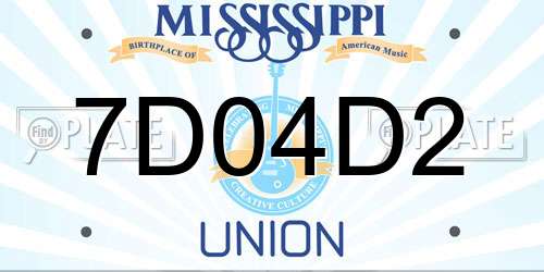 7D04D2 Mississippi License Plate