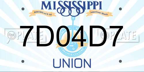 7D04D7 Mississippi License Plate