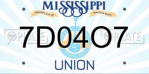 7D04O7 Mississippi License Plate