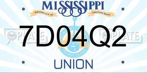 7D04Q2 Mississippi License Plate