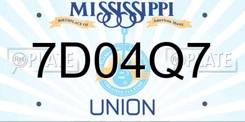 7D04Q7 Mississippi License Plate
