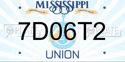 7D06T2 Mississippi License Plate