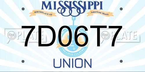 7D06T7 Mississippi License Plate