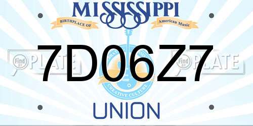 7D06Z7 Mississippi License Plate