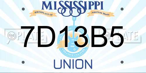 7D13B5 Mississippi License Plate