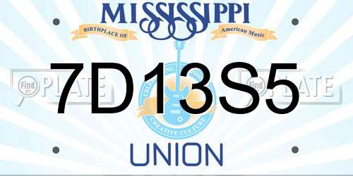 7D13S5 Mississippi License Plate