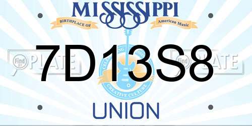 7D13S8 Mississippi License Plate