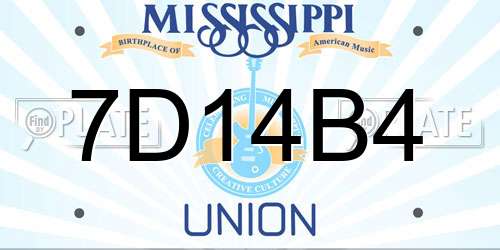 7D14B4 Mississippi License Plate
