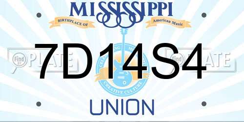 7D14S4 Mississippi License Plate