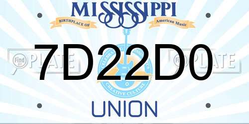 7D22D0 Mississippi License Plate