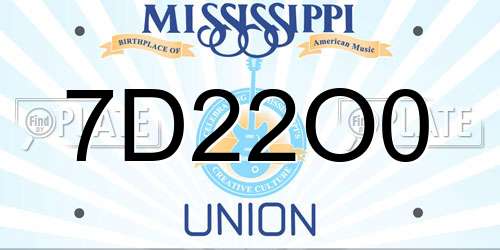 7D22O0 Mississippi License Plate