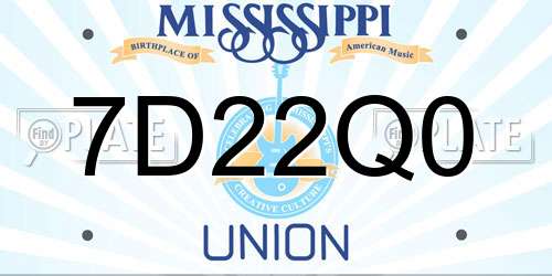 7D22Q0 Mississippi License Plate