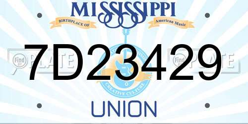 7D23429 Mississippi License Plate