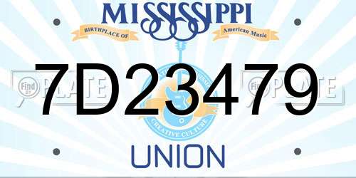 7D23479 Mississippi License Plate
