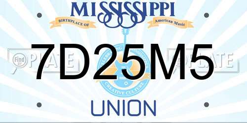7D25M5 Mississippi License Plate