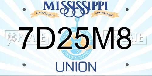 7D25M8 Mississippi License Plate