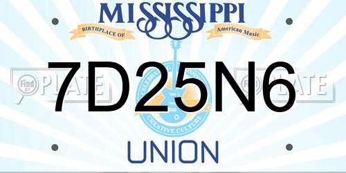 7D25N6 Mississippi License Plate