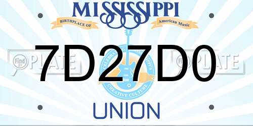 7D27D0 Mississippi License Plate