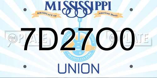 7D27O0 Mississippi License Plate