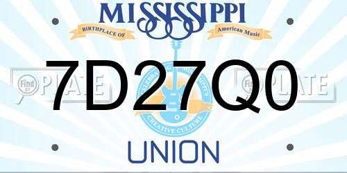 7D27Q0 Mississippi License Plate
