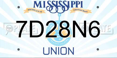 7D28N6 Mississippi License Plate