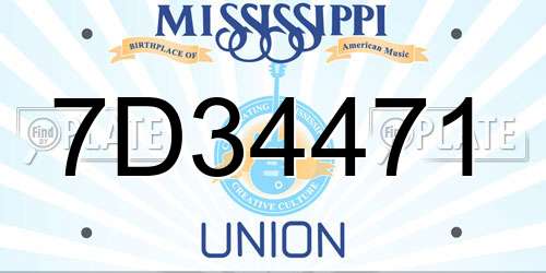 7D34471 Mississippi License Plate