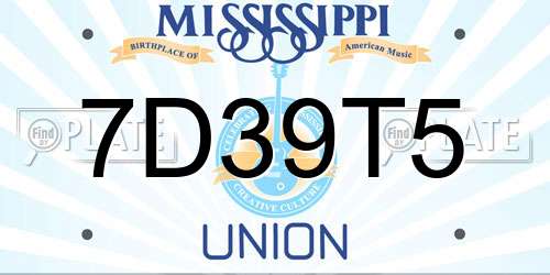 7D39T5 Mississippi License Plate