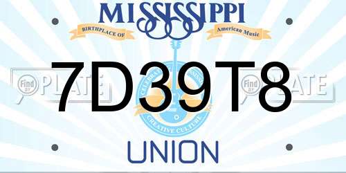 7D39T8 Mississippi License Plate