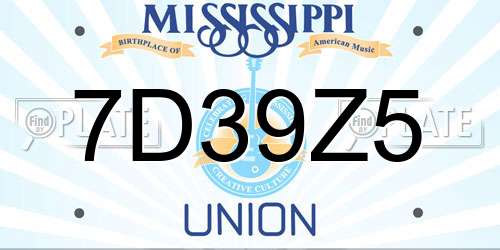 7D39Z5 Mississippi License Plate
