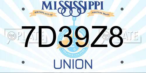 7D39Z8 Mississippi License Plate