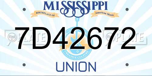 7D42672 Mississippi License Plate