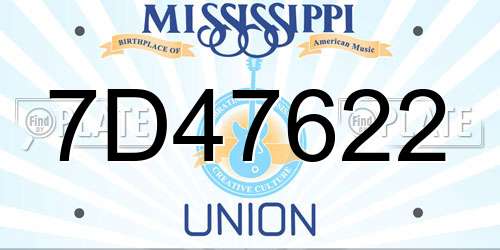 7D47622 Mississippi License Plate