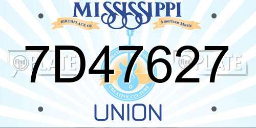 7D47627 Mississippi License Plate