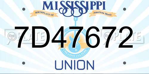 7D47672 Mississippi License Plate