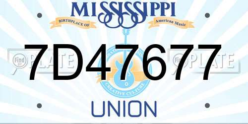 7D47677 Mississippi License Plate