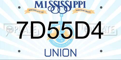 7D55D4 Mississippi License Plate