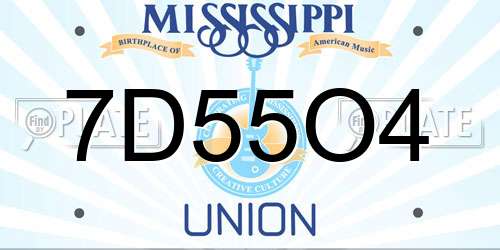 7D55O4 Mississippi License Plate