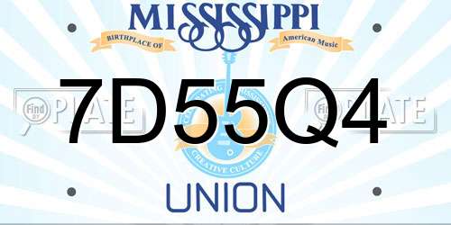 7D55Q4 Mississippi License Plate