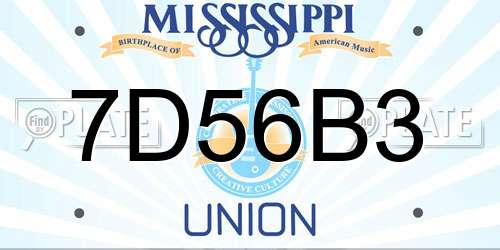 7D56B3 Mississippi License Plate