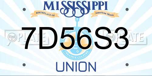 7D56S3 Mississippi License Plate