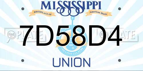 7D58D4 Mississippi License Plate