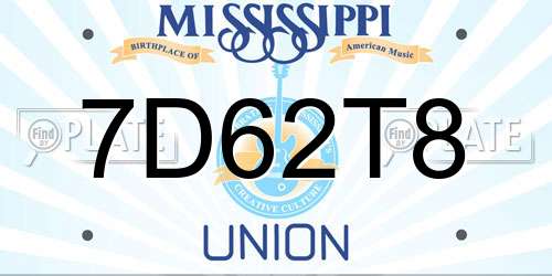 7D62T8 Mississippi License Plate