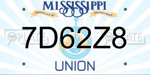 7D62Z8 Mississippi License Plate