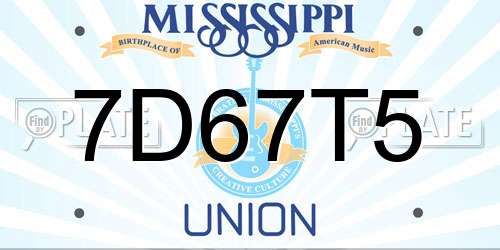 7D67T5 Mississippi License Plate