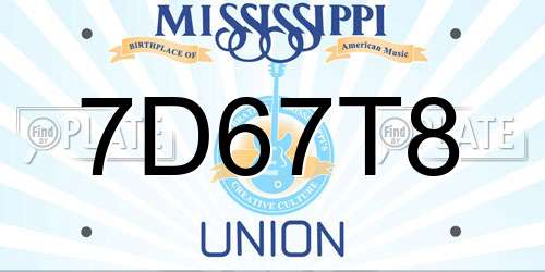 7D67T8 Mississippi License Plate